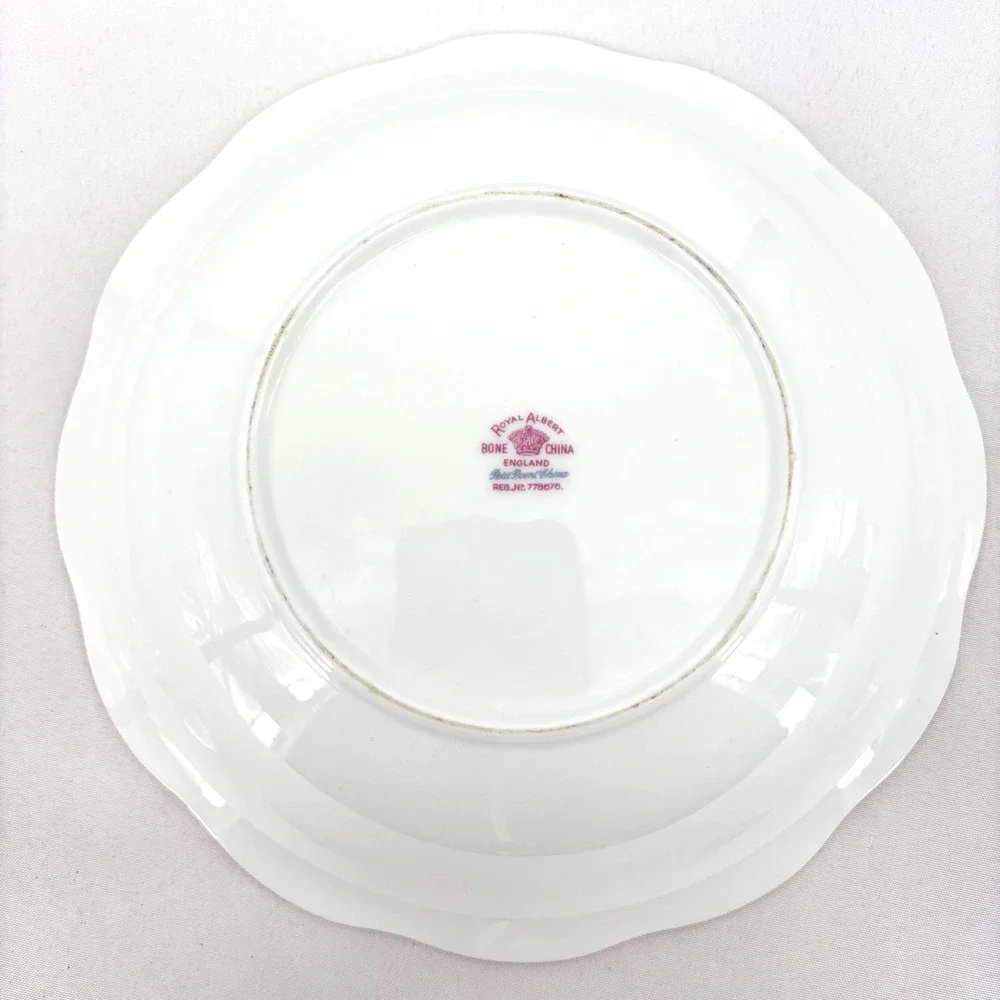 Royal Albert Petit Point China Soup Bowl England Floral Cross Stitch Gold Rim